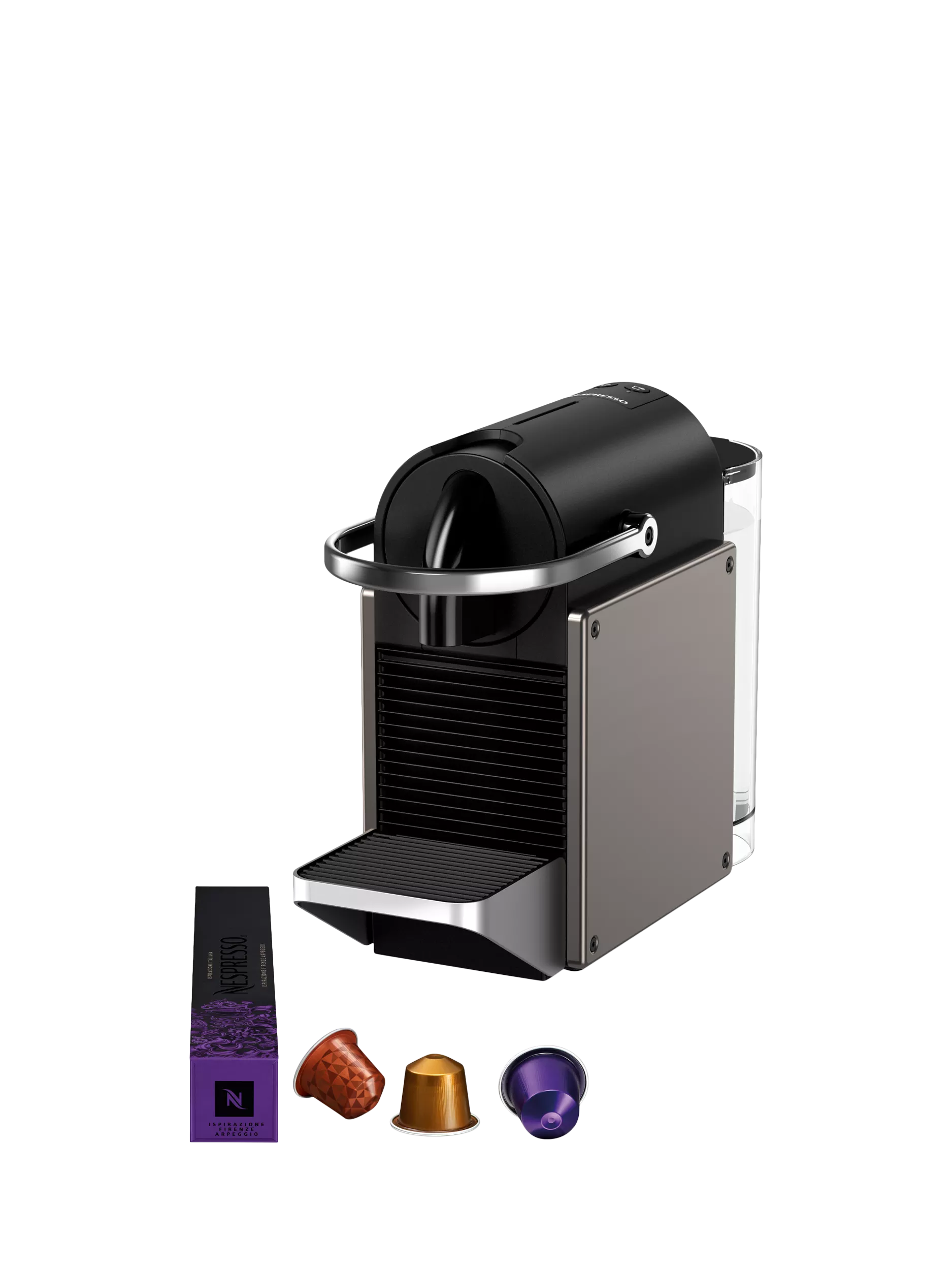Nespresso Pixie Coffee Machine by Krups, Titanium